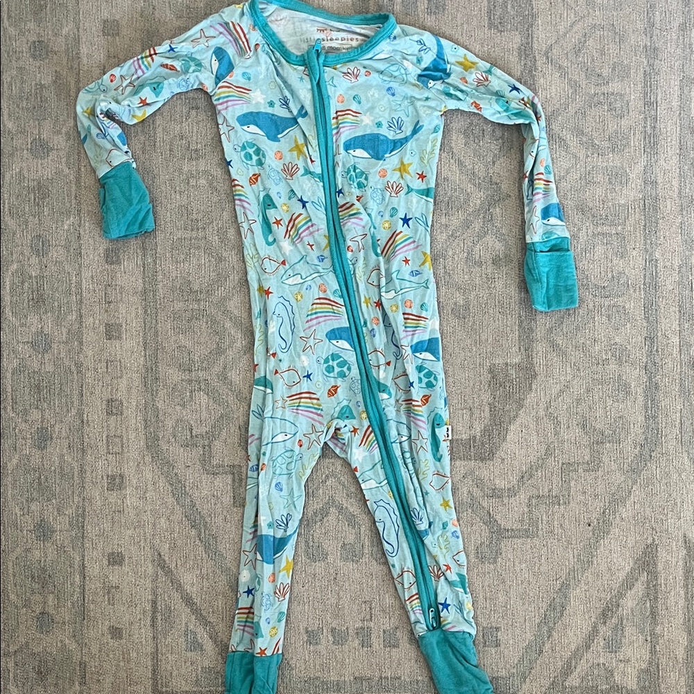 Little Sleepies Sea Life Adventure Footie - Blue and Teal
